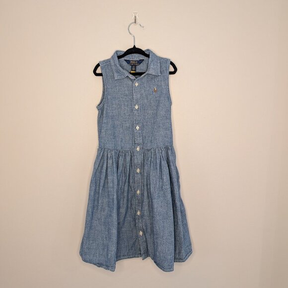 🧡 2 for 40 🧡 Ralph Lauren Denim Button Up Sleeveless Dress - Picture 1 of 5